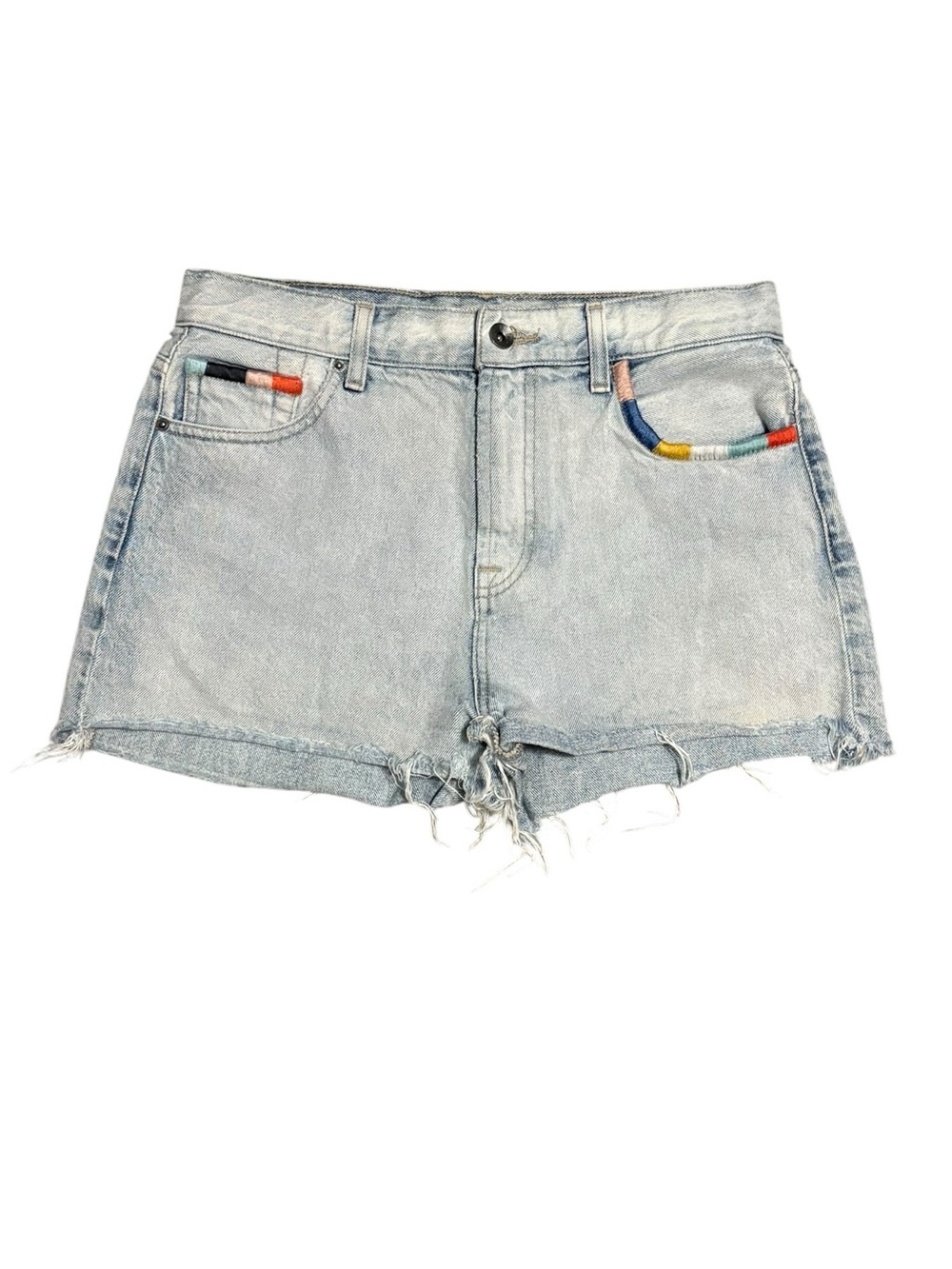 Splendid + Margherita High Rise Denim Shorts Size 25 Raw Hem Coastal Boho